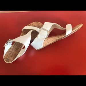 Cute little slip on sandals, small wedge heel